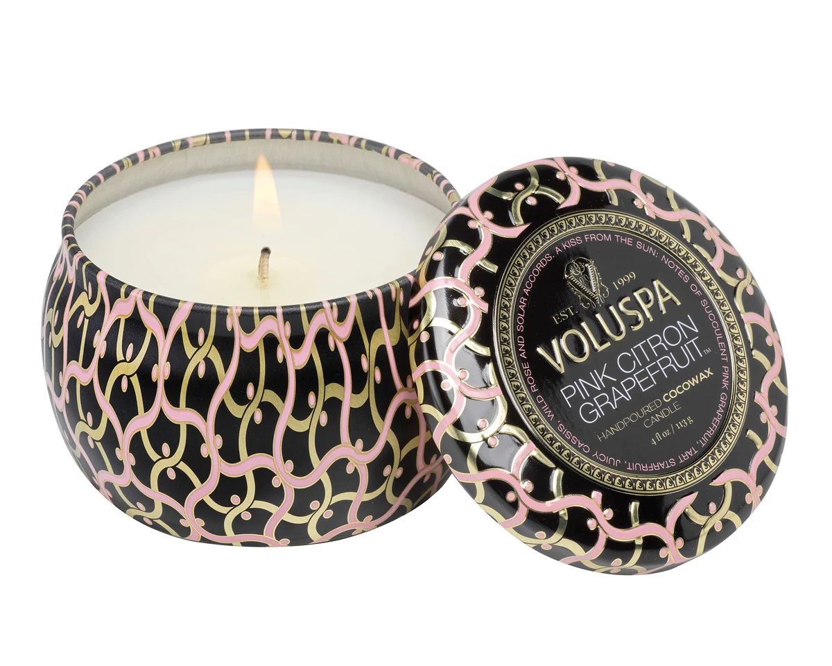 Voluspa Maison Noir - Pink Citron Grapefruit Mini Tin Candle 113g - Lore Perfumery 3 Voluspa Maison Noir - Pink Citron Grapefruit Mini Tin Candle 113g - Lore Perfumery